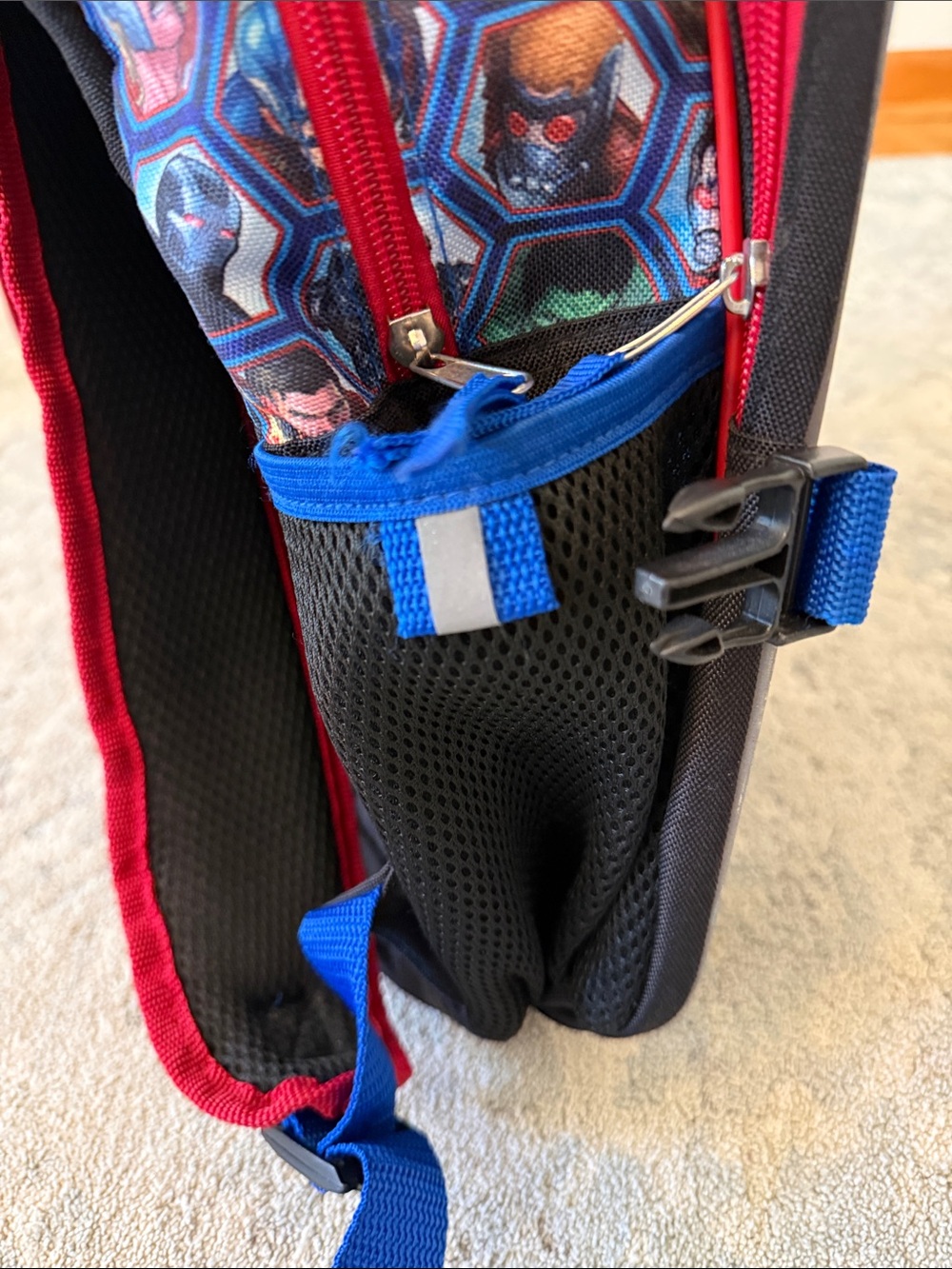 Marvel Kids Backpack Interior with Blue and Red Superhero Panel - Picture 6 of 11